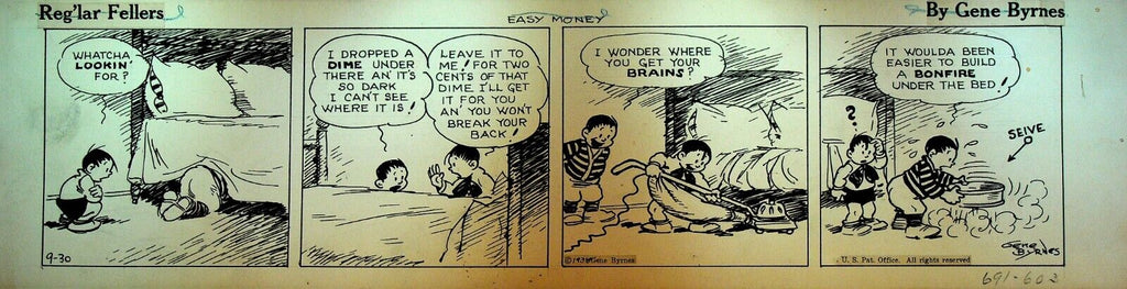 Reg'lar Fellers Original Comic Strip Art Gene Byrnes September 30 1938