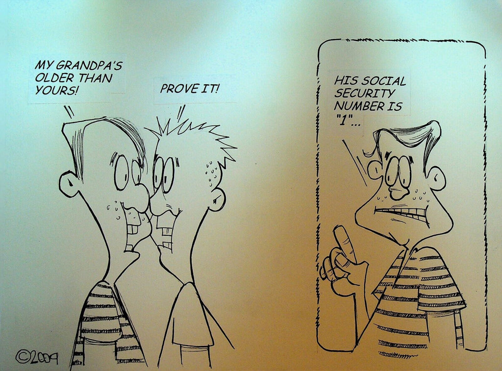 Bill Landis Original Cartoon Art The Villages Daily Sun 2009 Old Grandpa
