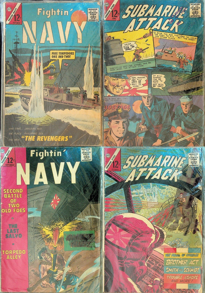 Charlton Comics Silver Age War Lot of 4 Submarine Attack Fightin' Navy0