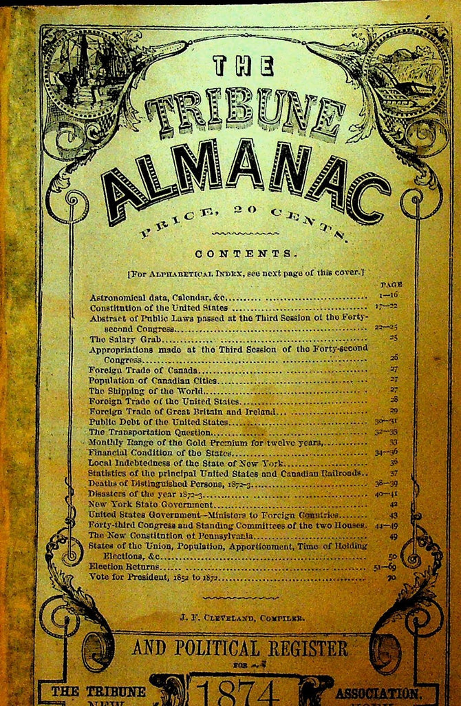 The Tribune Almanac & Political Register 1874 NY Asbestos Roofing0
