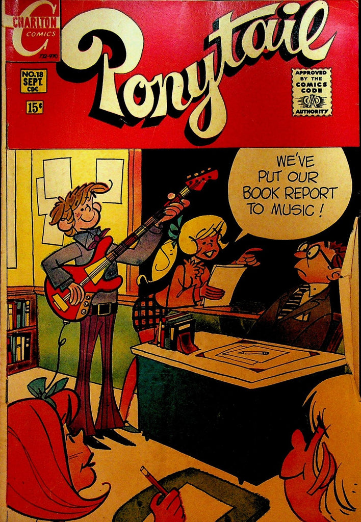 Ponytail 18 Charlton Comics 1970 Playing Guitar in School Book Report0