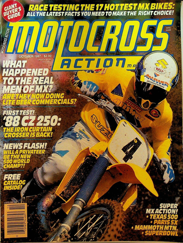Motocross Action Magazine October 1987 Johnny O'Mara Ceske Zavodny Type 513