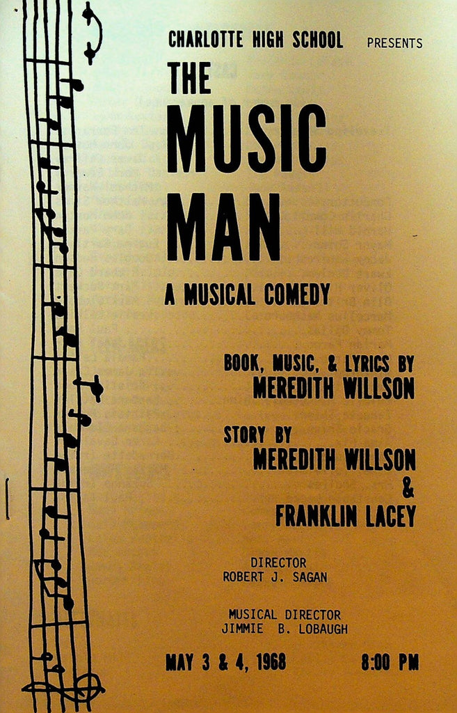 The Music Man Playbill 1968 Charlotte NY Rochester High School0