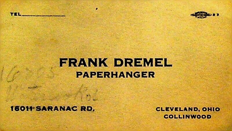 Frank Dremel Paperhanger Business Card 1930s Cleveland Ohio