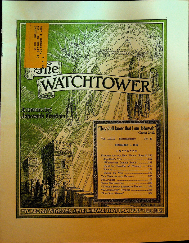 The Watchtower Magazine Jehovah's Witness December 1 1942 Fighter for New World0