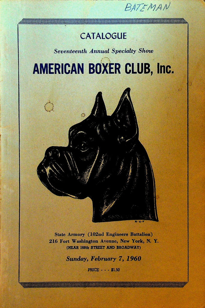American Boxer Club Dog Show Catalogue 1960 New York City0