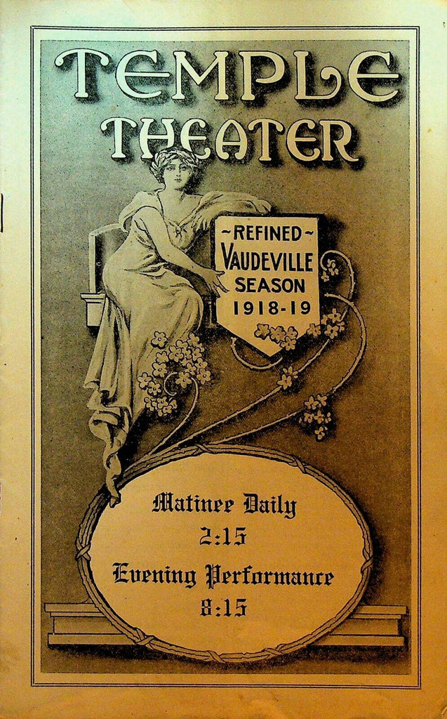 Temple Theater 1918 Vaudeville Program Katheryn Moon Rose Lee Ethel Hopkins