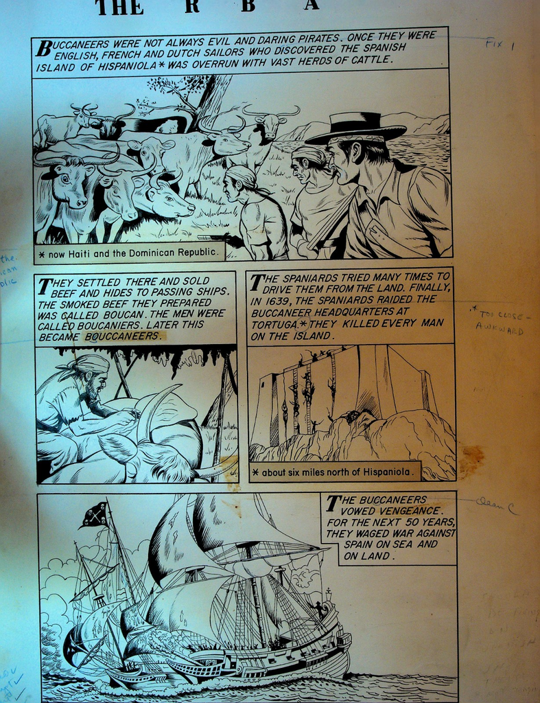 The World Around Us #7 Pirates Original Comic Art The First Buccaneers 1959 p 150