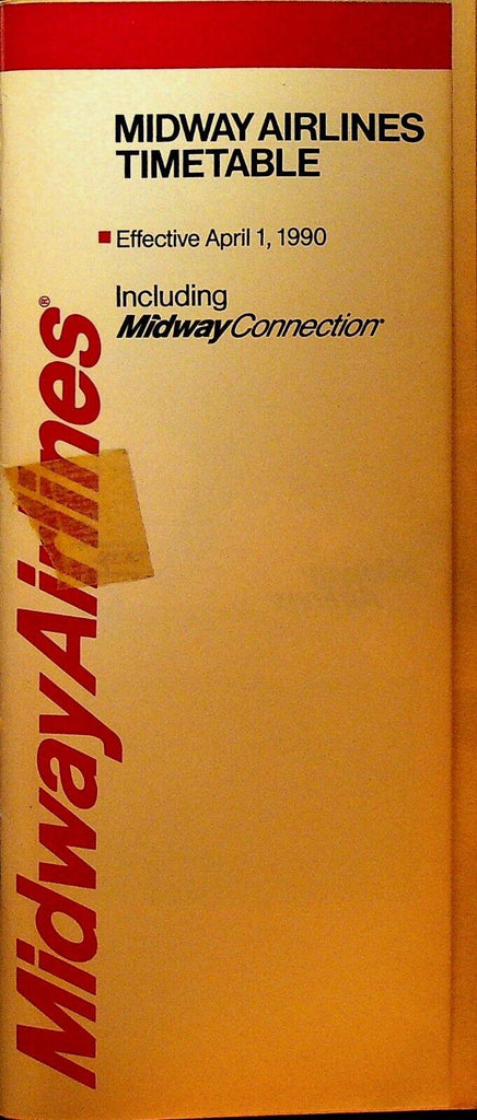 Midway Airlines Timetable April 1 1990