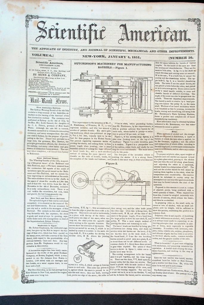 Scientific American January 4 1851 Cotton in China Paine's Light0