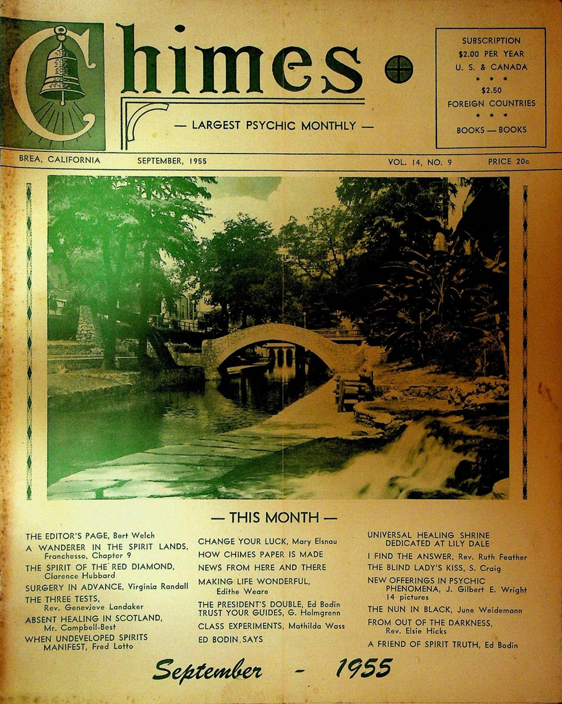 Chimes Magazine Psychic September 1955 Genevieve Landaker Lily Dale Ruth Feather