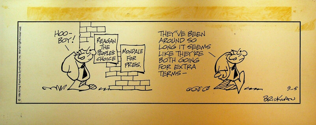 The Small Society Original Comic Strip Art September 5 1984 Reagan Mondale
