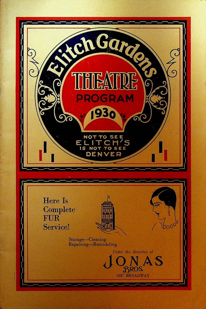 Holiday Playbill June 14 1930 Elitch Gardens Theatre Company Denver Colorado