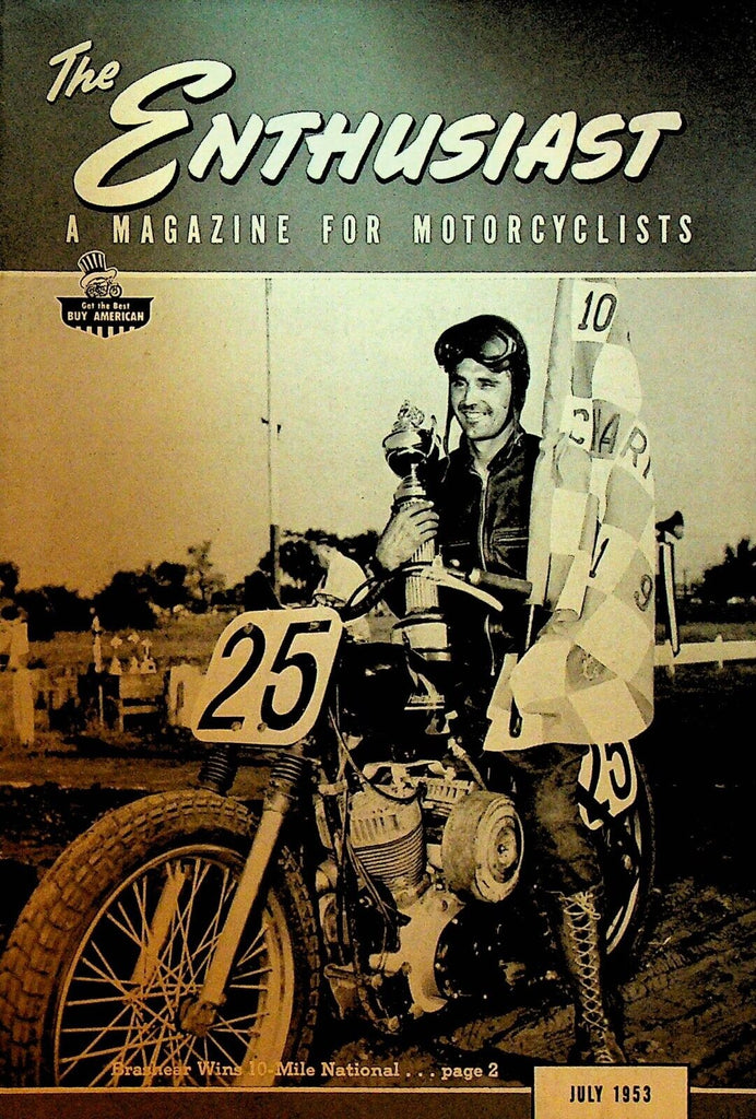 Harley Davidson Enthusiast Magazine Motorcycles July 1953 Everett Brashear