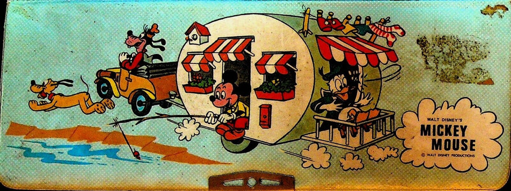 Mickey Mouse Pencil Case 1970s Walt Disney Made in Taiwan Donald Duck Camper