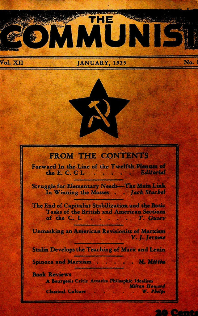 The Communist Magazine January 1933 Joseph Stalin Karl Marx Vladimir Lenin0