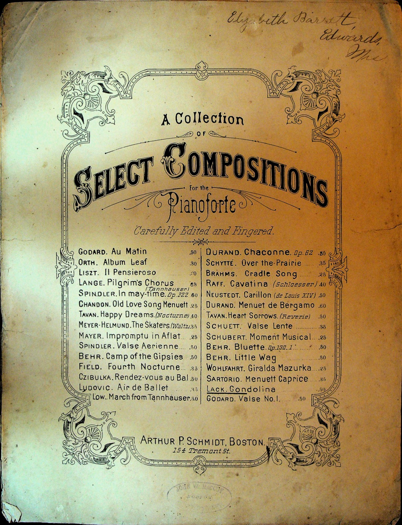 Gondolina Sheet Music 1893 Theodore Lack Pianoforte Select Composition0