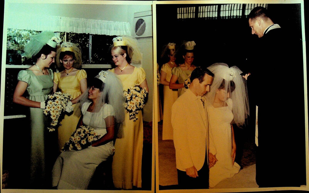 Marriage Photos Bride Groom Bridesmaids Lot of 2 1970s