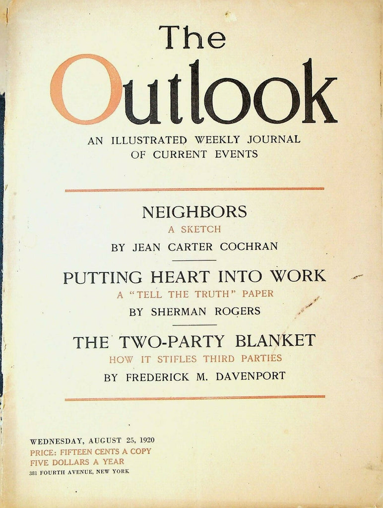 The Outlook August 25 1920 Woman's Suffrage Ted Ray Golf National Cash Register0
