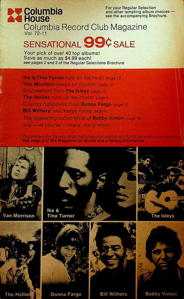 Columbia House Record Club Magazine 1972 72-11 Tina Turner Van Morrison Isleys0