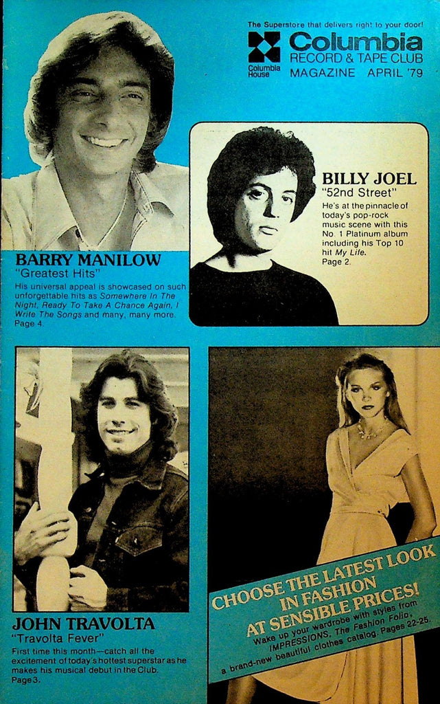 Columbia Record & Tape Club Catalog April 1979 John Travolta Billy Joel0