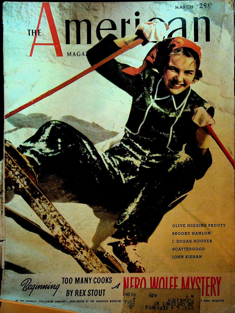 The American Magazine March 1938 Skiing Rex Stout J Edgar Hoover Brooke Hanlon0