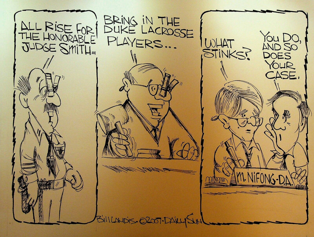 Bill Landis Original Cartoon Art The Villages Daily Sun 2007 Duke Lacrosse