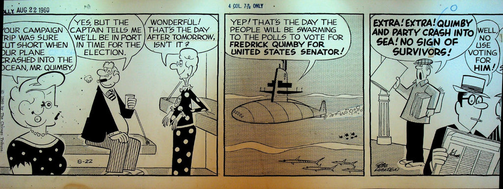 Lolly Original Comic Strip Art August 22 1960 Pete Hansen Home on Submarine0
