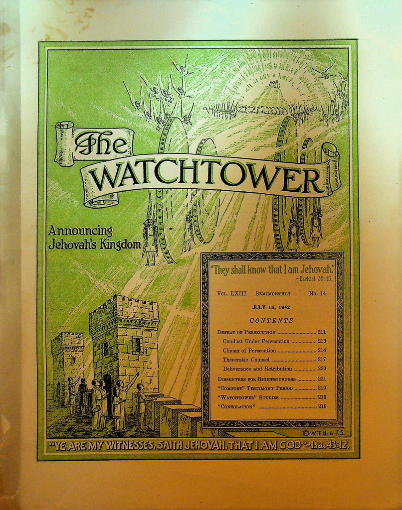 The Watchtower Magazine Jehovah's Witness July 15 1942 Persecution0