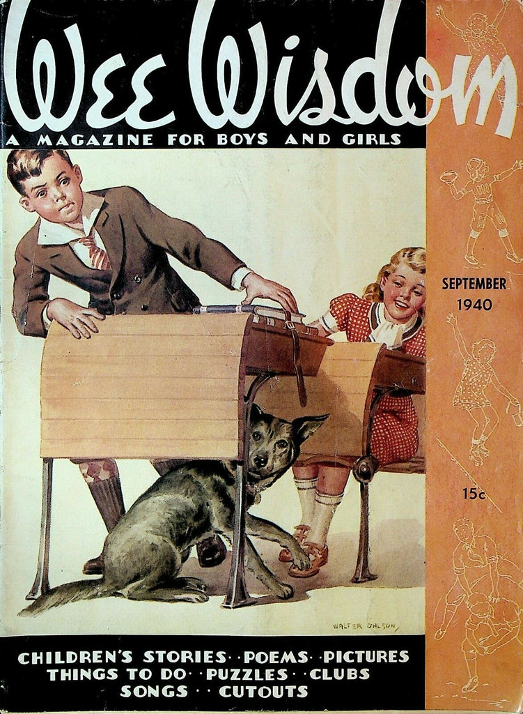 Wee Wisdom Magazine September 1940 Dog in Class Walter Ohlson Brownie Cutout0