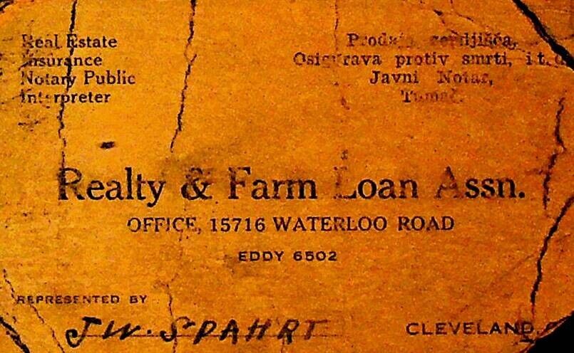 Realty & Farm Loan Association  Business Card 1930s Cleveland Ohio