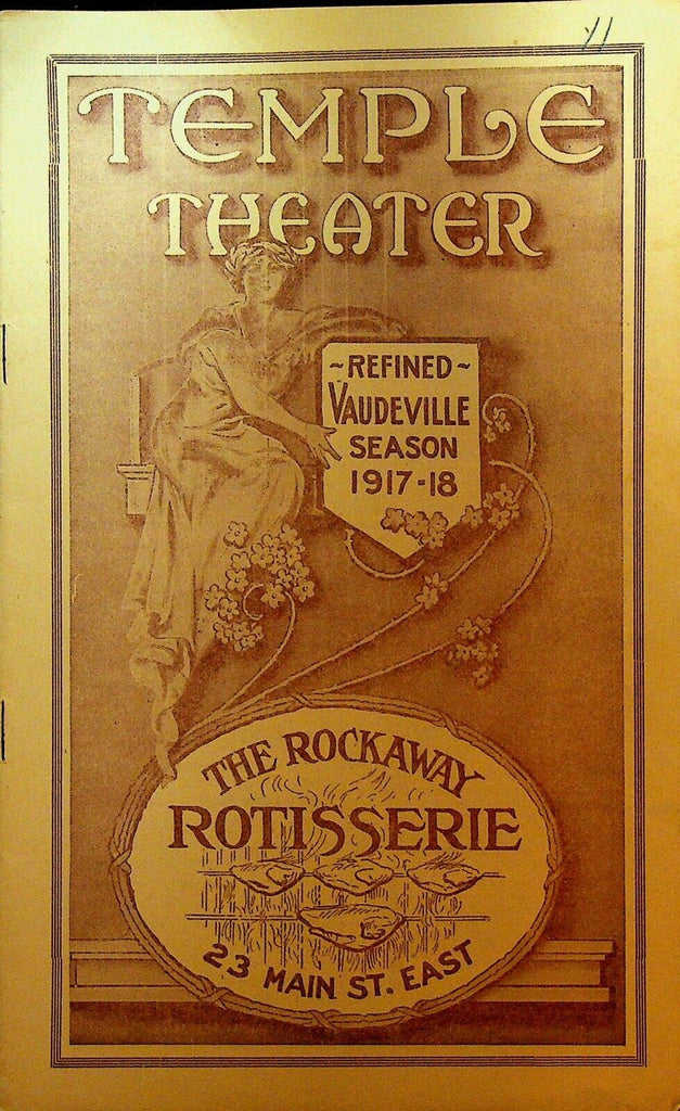 Temple Theater 1917 Vaudeville Program Joe Morris Dolly Campbell Hans Kronold