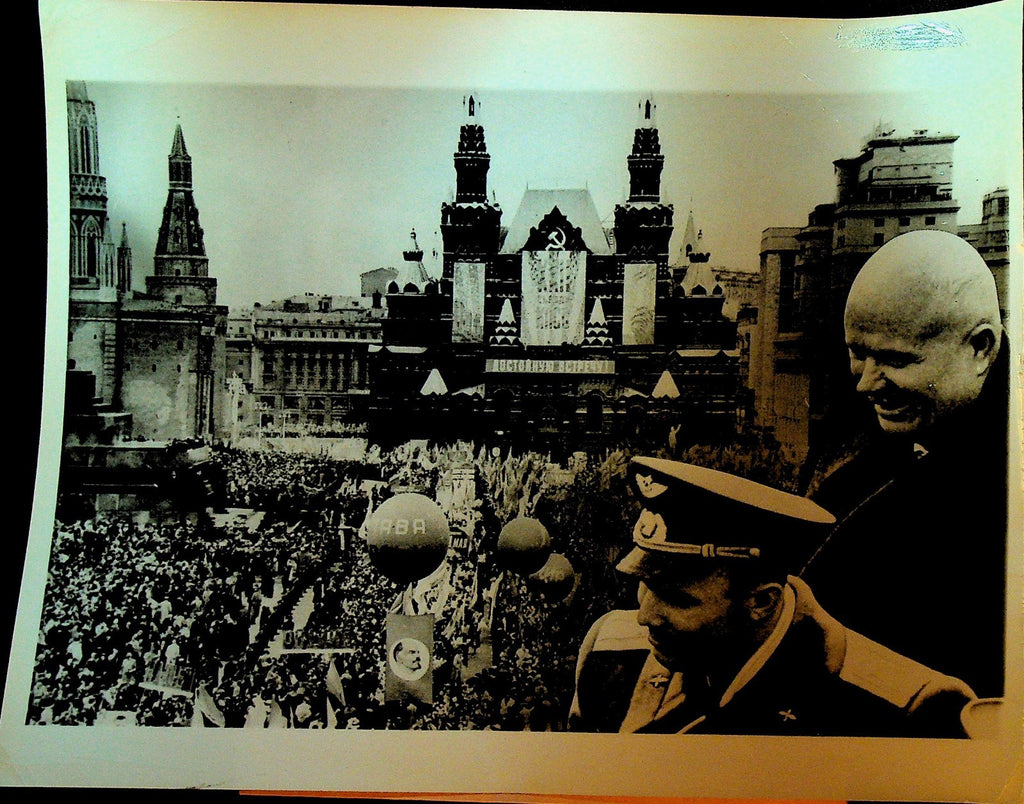 Nikita Khrushchev Wire Photo 1961 Yuri Gagarin First Cosmonaut Red Square0