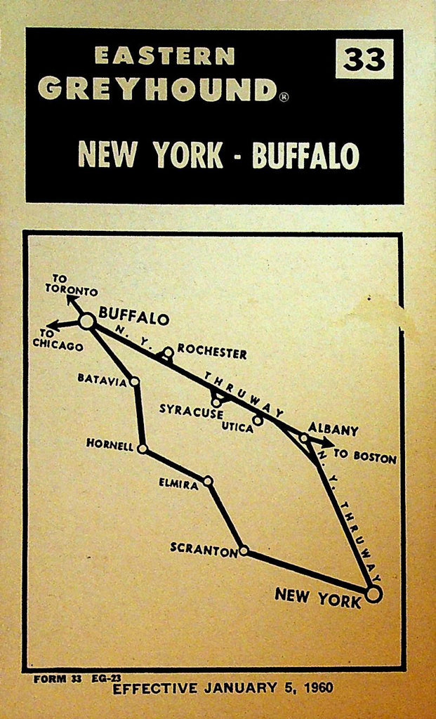 Eastern Greyhound 1960 Bus Schedule New York City to Buffalo0