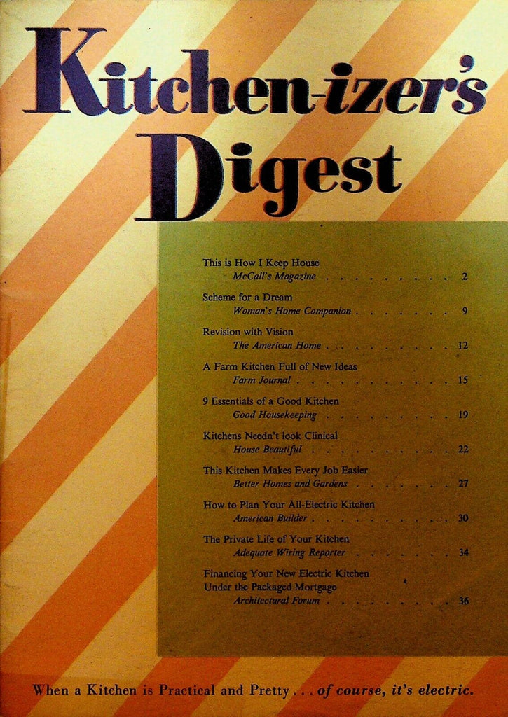 Kitchenizers Digest Booklet All Electric Kitchens 1950s