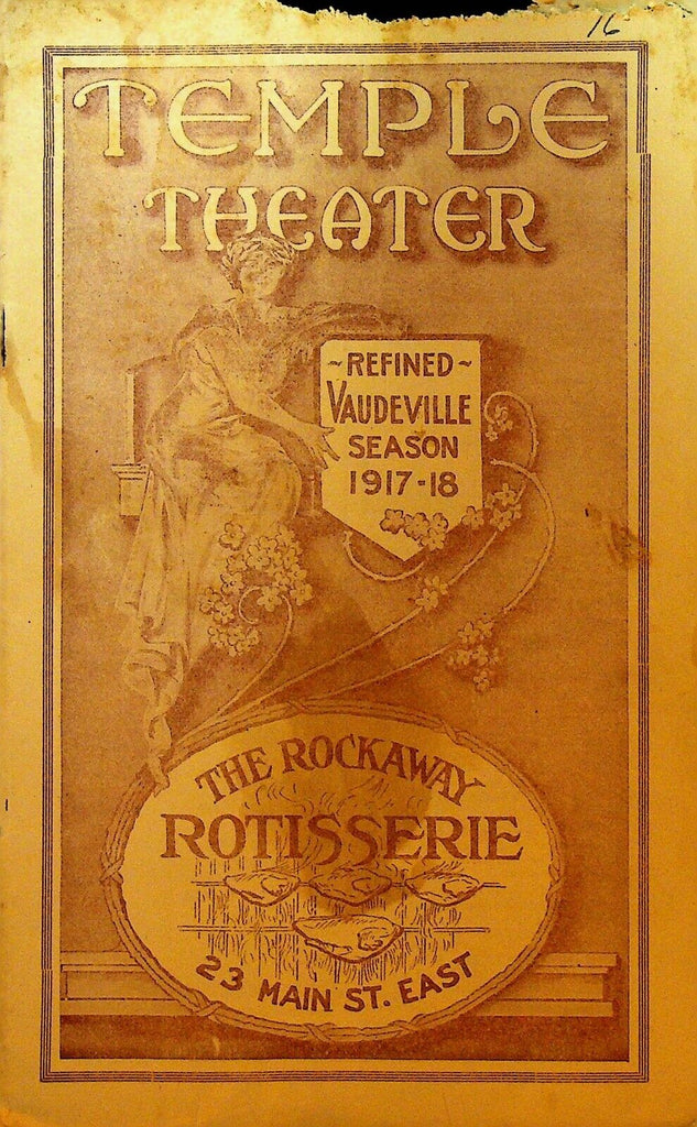 Temple Theater Vaudeville Program 1917 Harry Lauder Francis Renault Arnaut Bros