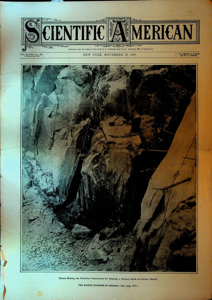 Scientific American November 16 1907 Roshon Multiplane Carrara Marble