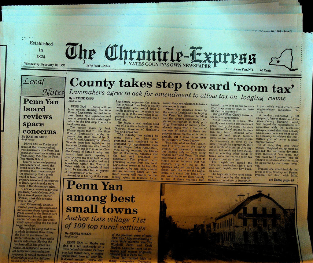 The Chronicle Express Newspaper Yates County February 10 1993 Penn Yan0
