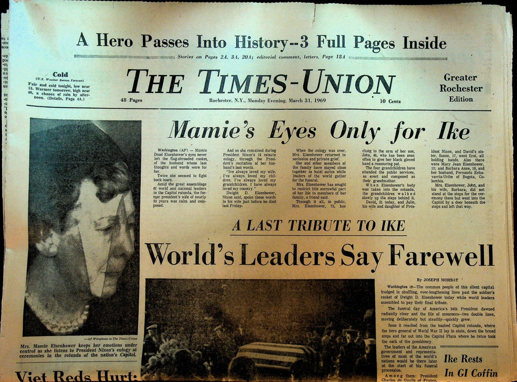 Rochester Times Union March 31 1969 Dwight Eisenhower Dies Last Tribute0