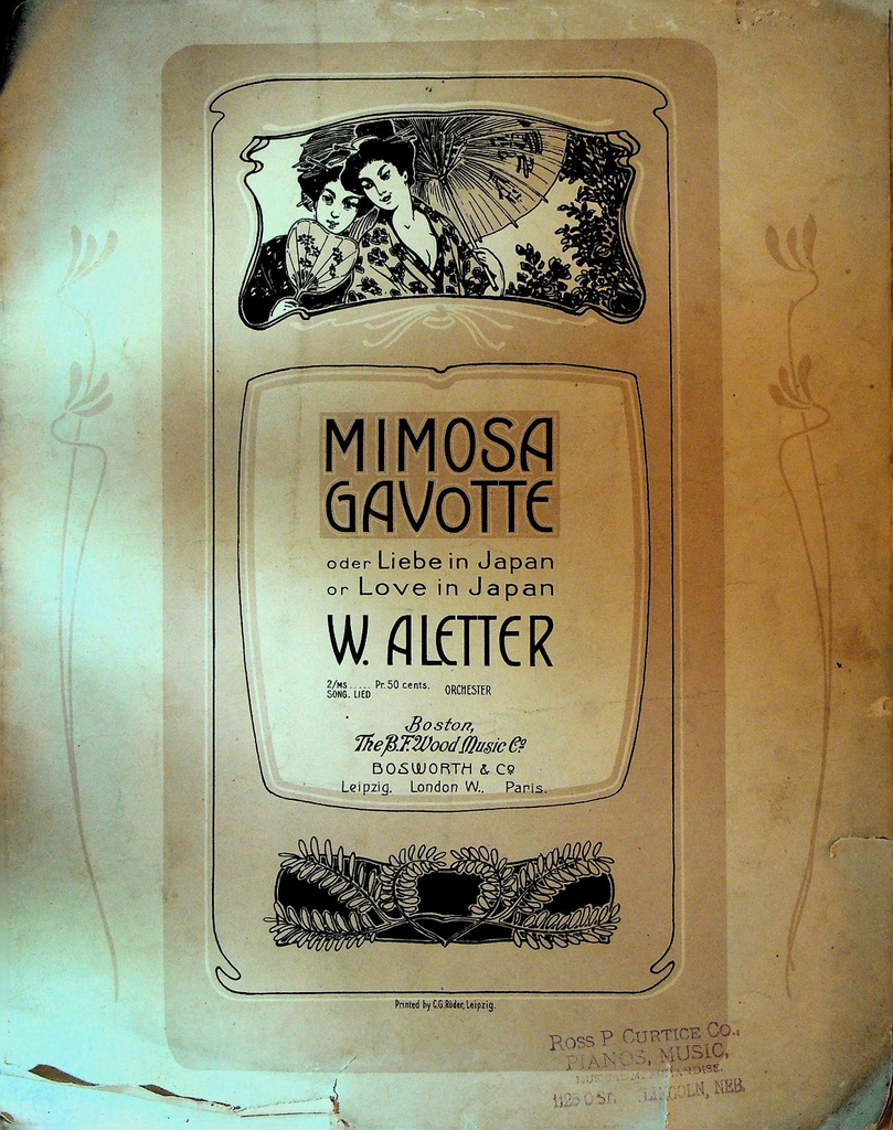 Mimosa Gavotte or Love in Japan Sheet Music 1898 W Aletter0