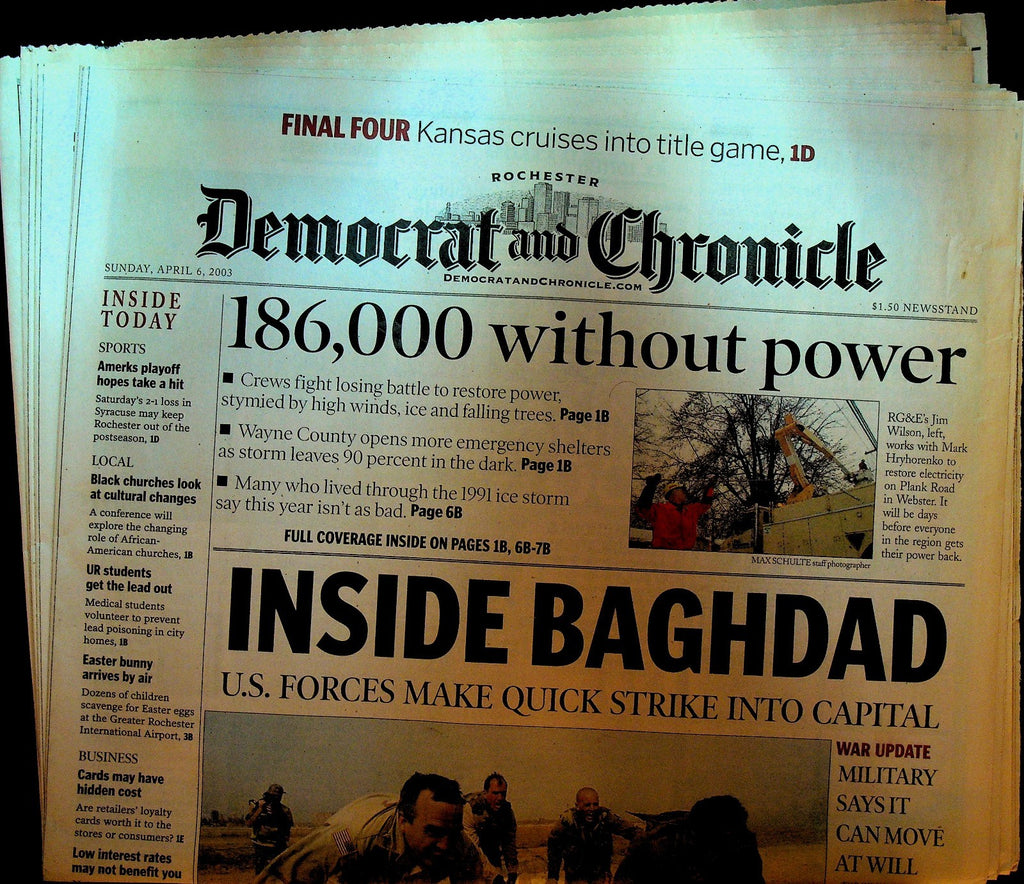 Rochester Democrat & Chronicle April 6 2003 Ice Storm Iraq War0