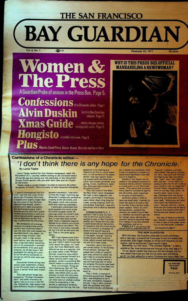 San Francisco Bay Guardian December 22 1971 Fabulous Furry Freak Brothers0