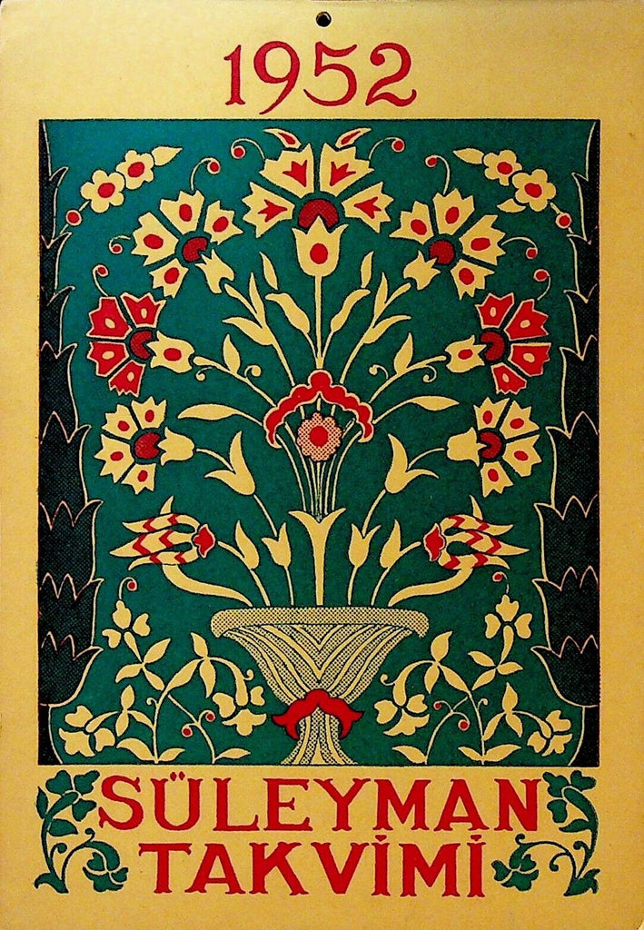 Calendar of Solomon Turkey Calendar 1952 Suleyman Takvimi