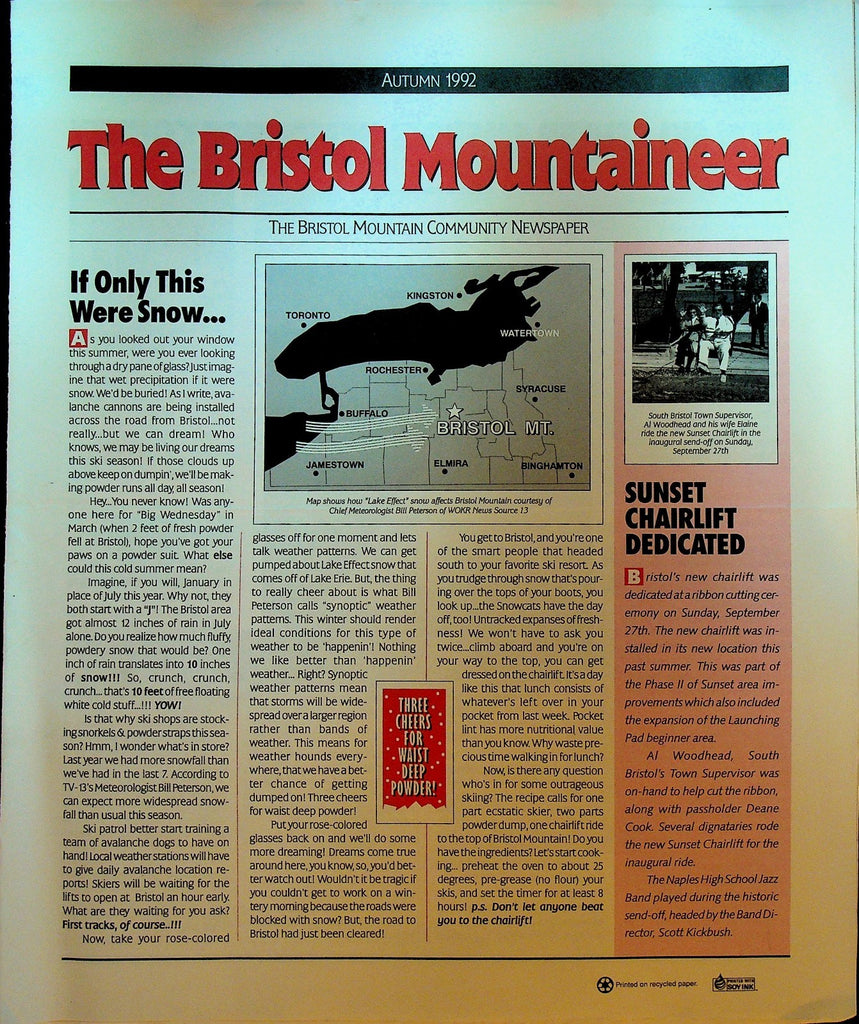 The Bristol Mountaineer Autumn 1992 Bristol Mountain NY Skiing0