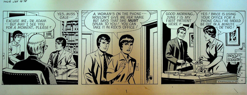 Rex Morgan MD Original Comic Strip Art January 16 1975 Marvin Bradley