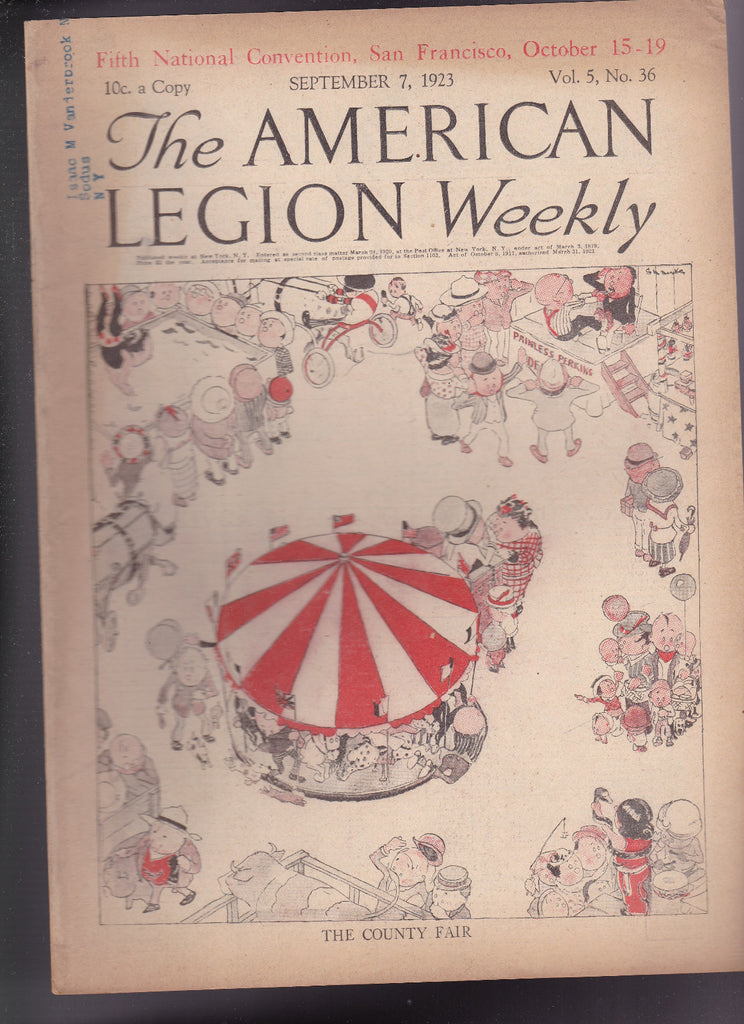 American Legion Magazine The County Fair  Cover September 7 1923 Great ads0