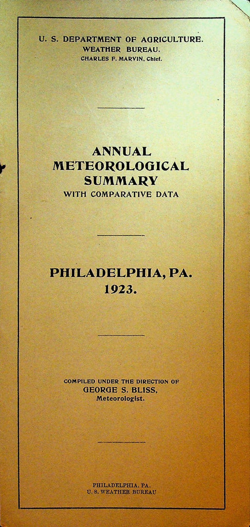 Annual Meteorological Summary With Comparative Data 1923 Weather Bureau0
