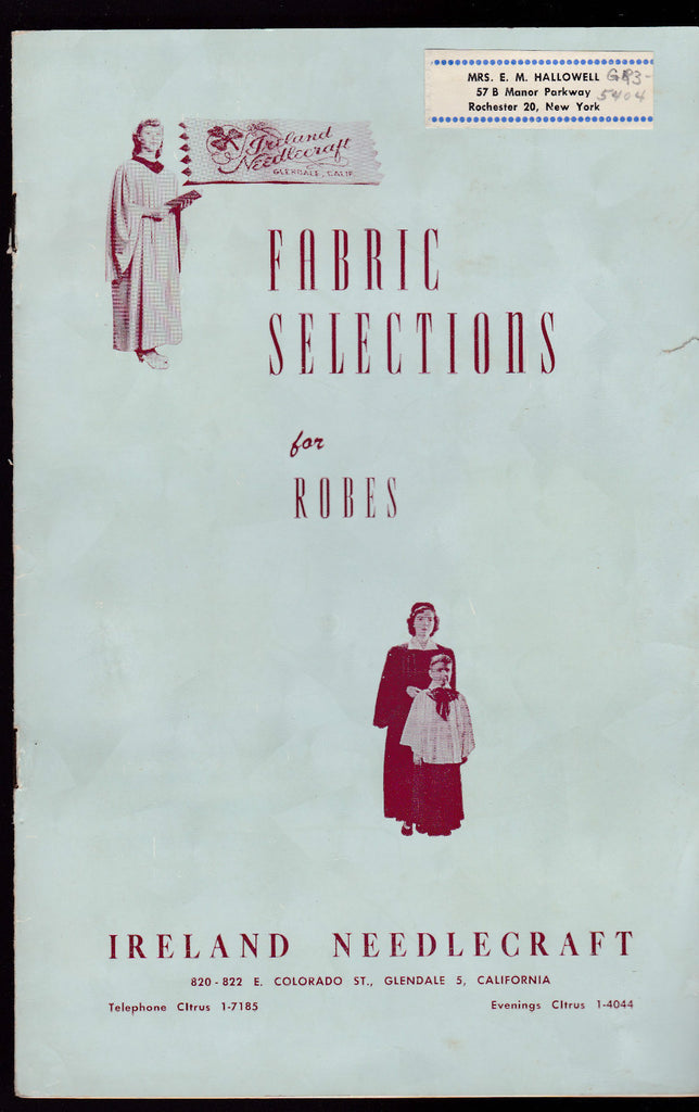 Fabric Selection for Robes Ireland Needlecraft Glendale California Booklet 1950s0