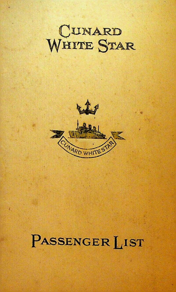 Cunard White Star Passenger List RMS Queen Mary September 16 1936 Southampton NY