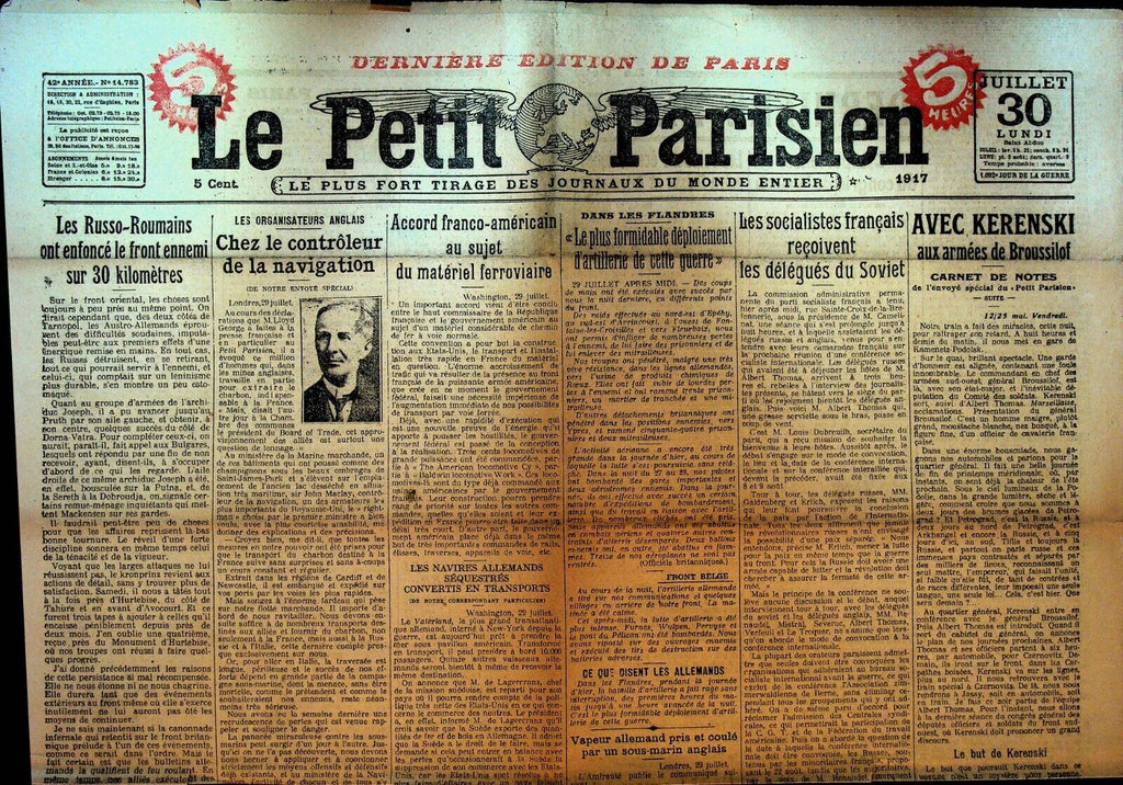 Le Petit Parisien WWI Newspaper France July 30 1917 French Socialists